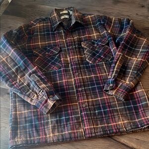 Vintage Oakton Ltd Men’s Tall Large Lined Flannel Brown/Black/Burg/Blue